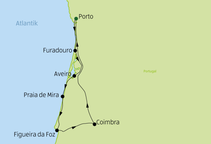 Le long de la côte atlantique, de Porto à Coimbra - Tour à vélo