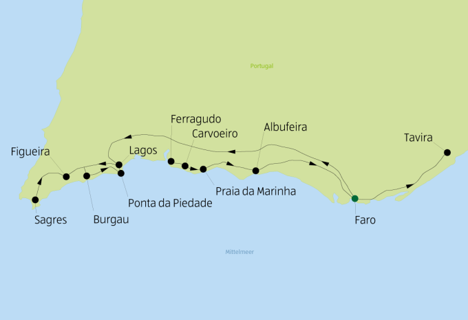 Da ovest a est lungo la costa atlantica - Tour escursionistico in Algarve