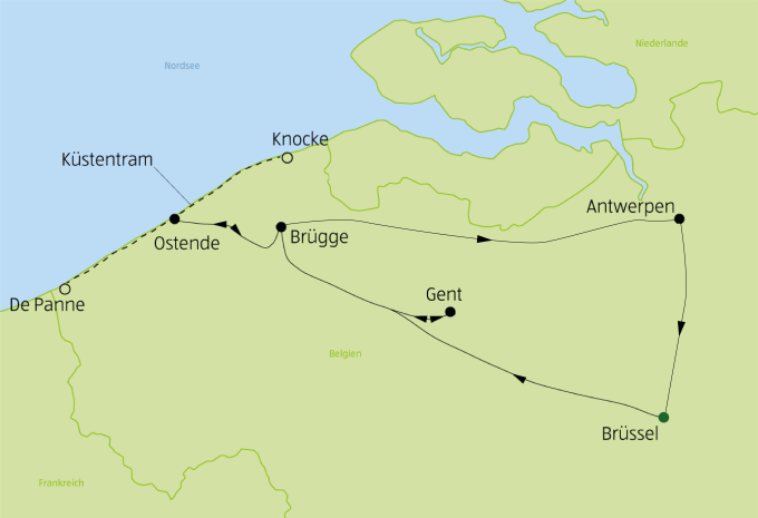 Villes et côtes des Flandres - Circuit en train et en bus
