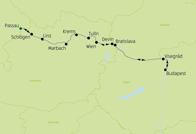 Entlang der Donau nach Budapest - Velo & Schiff