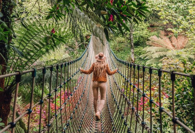 Seilbrücke in den Lost Gardens of Heligan