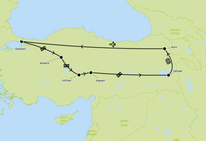 Trans Anatolien - Vom Abendland zum Morgenland - Zug und Bus Erlebnisrundreise