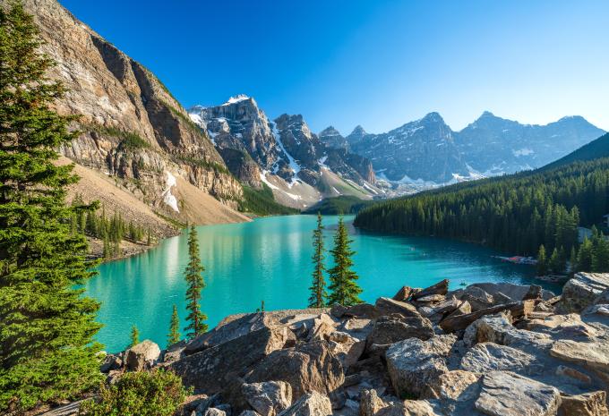 Il lago Morain nel Parco Nazionale di Banff