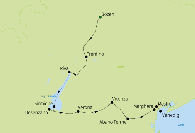 Da Bolzano a Venezia passando per il Lago di Garda - Tour in bicicletta