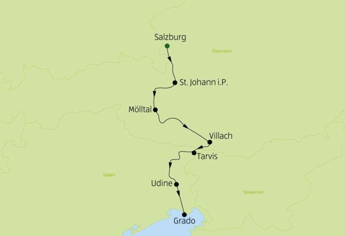 Voie cyclable Alpe Adria de Salzbourg à l'Adriatique - tour à vélo