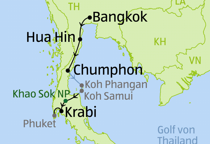 Südthailand - zwischen Golf von Siam und Andamansee